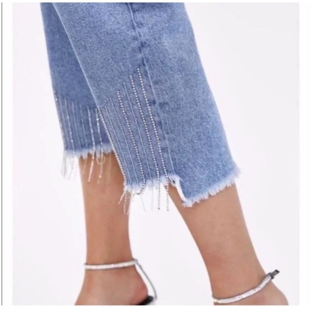 Zara Light Blue Distressed Ankle Jeans